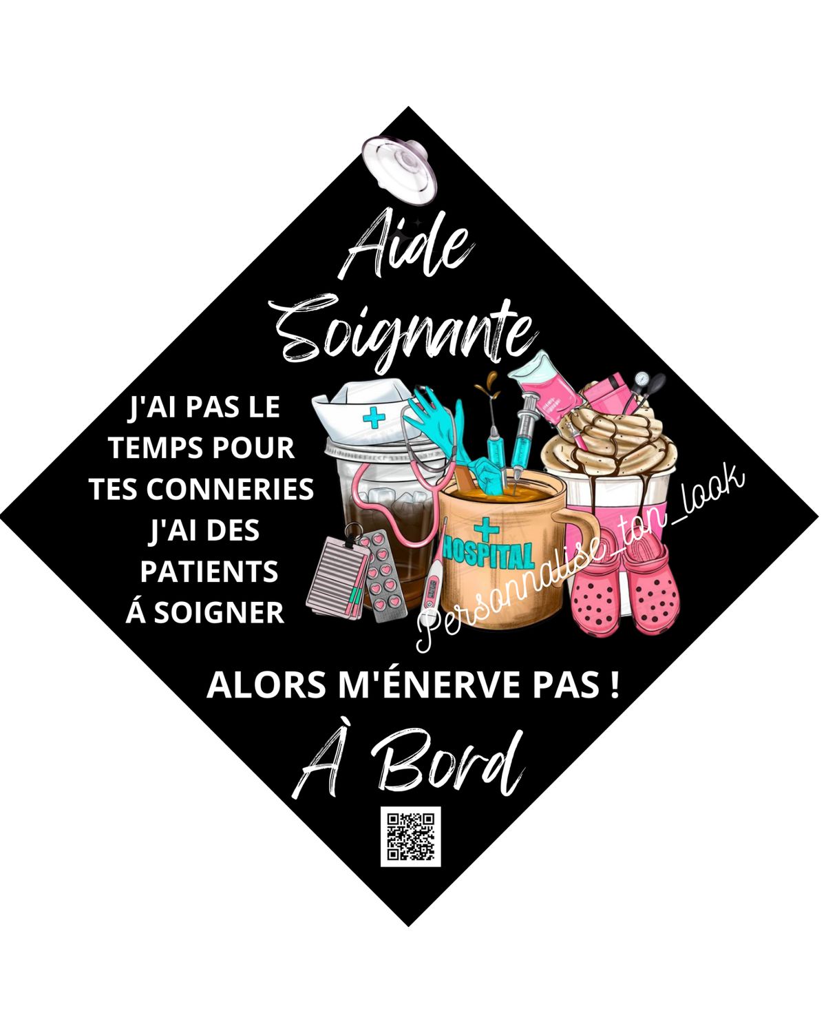 Plaque voiture humour aide soignante