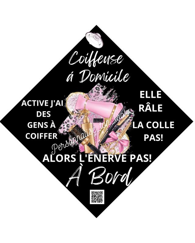 Plaque voiture humour coiffeuse