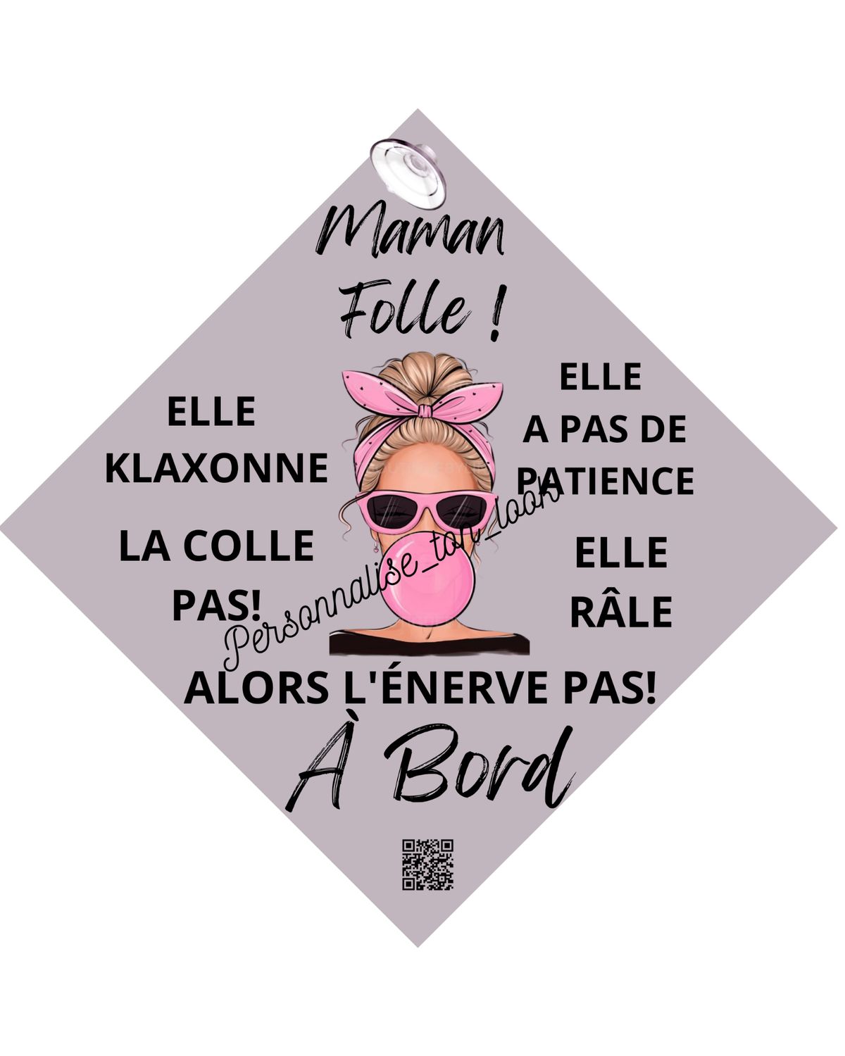 Plaque voiture humour Maman folle &quot; Blonde &quot;