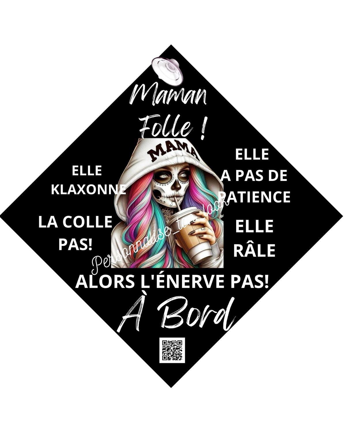Plaque voiture humour Maman folle &quot; Mama&quot; 