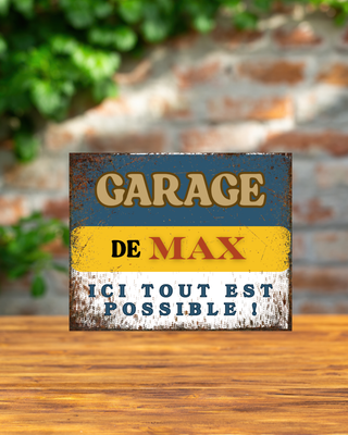 Plaque métal personnalisable garage