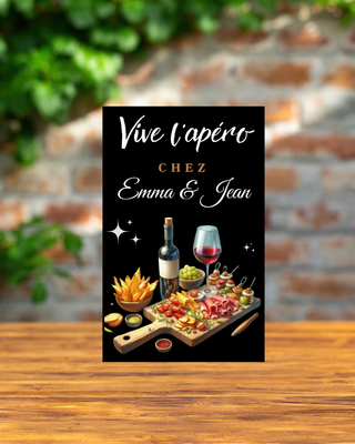 Plaque personnalisée vintage &quot; vive l&#39;apéro &quot;