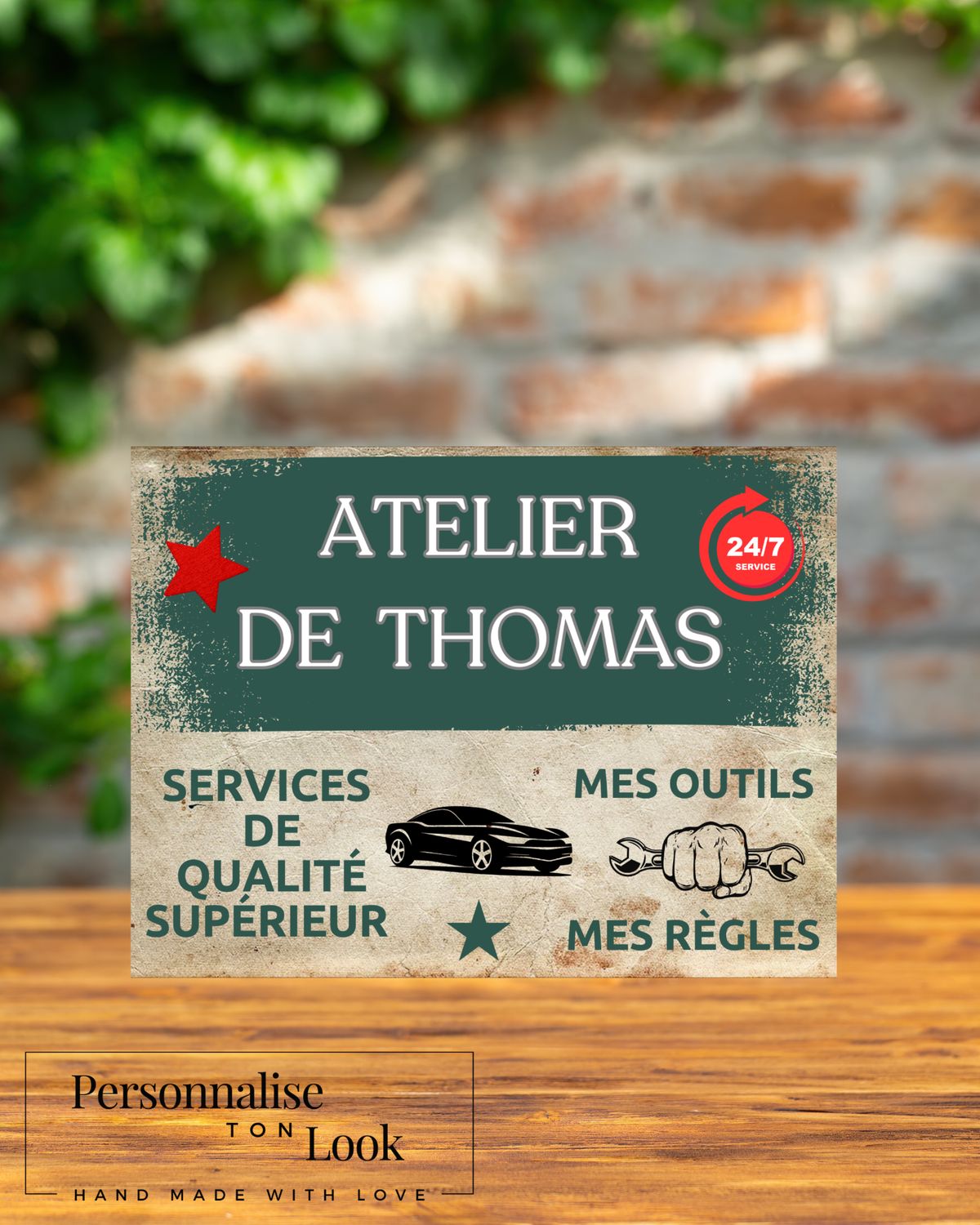 Plaque métal Atelier personnalisable garage