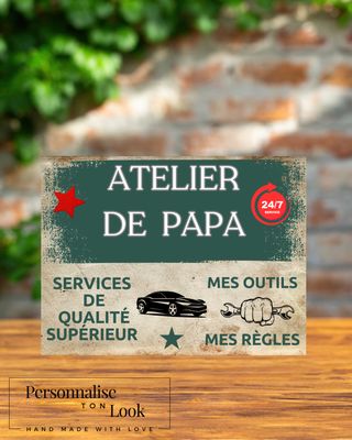 Plaque métal Atelier personnalisable garage