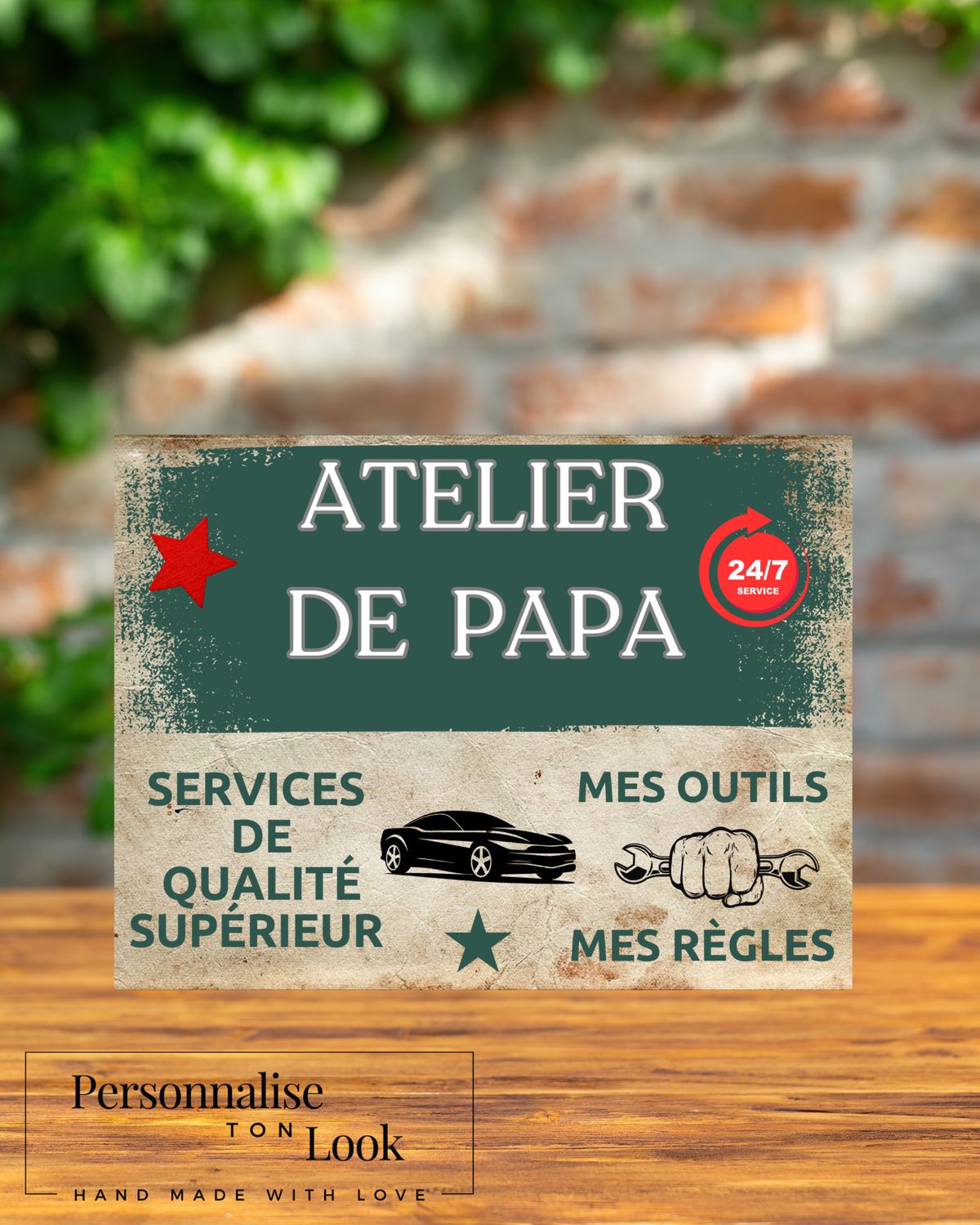 Plaque métal Atelier personnalisable garage