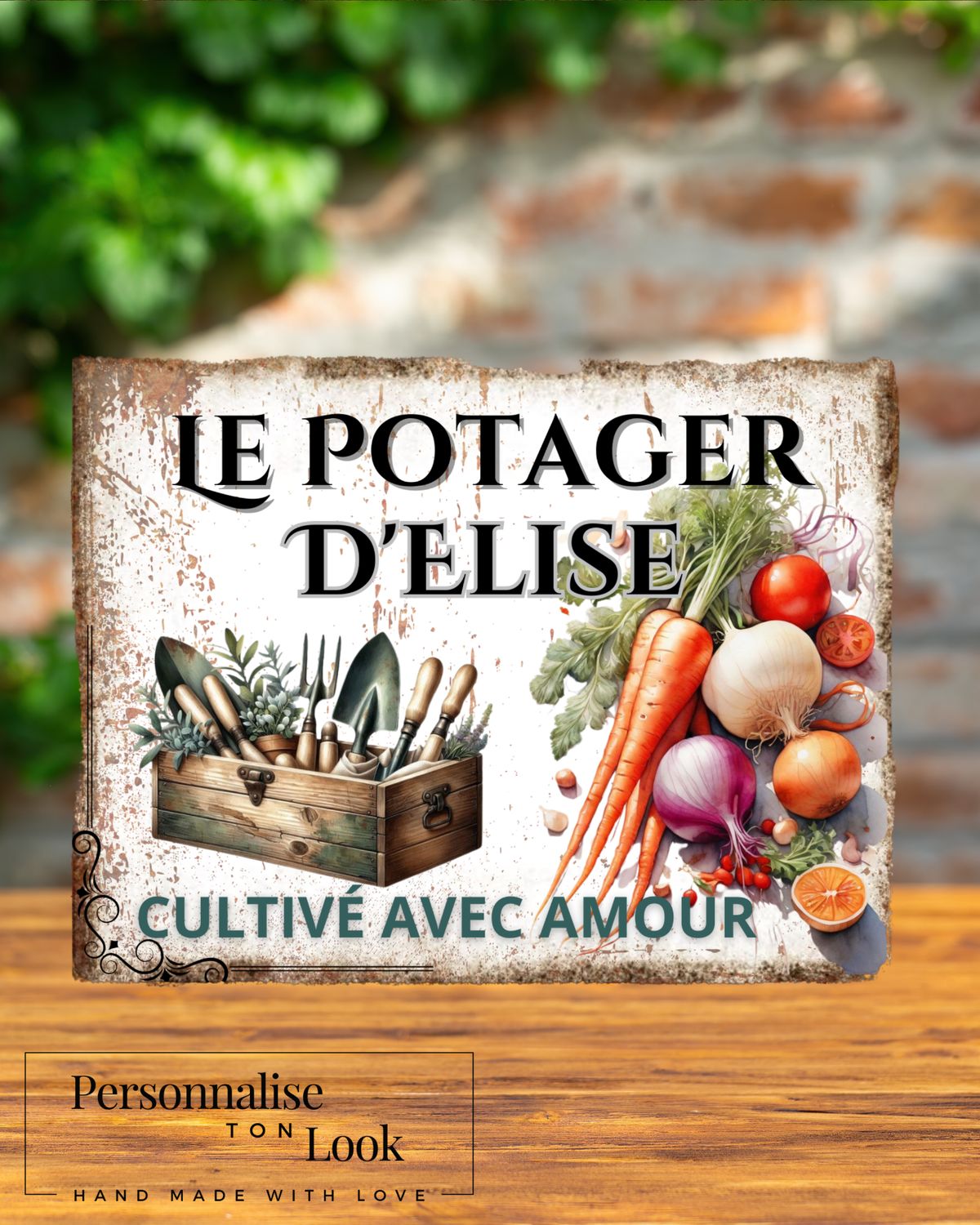 Plaque vintage personnalisé potager