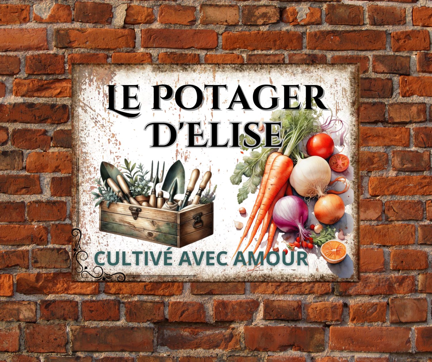 Plaque vintage personnalisé potager