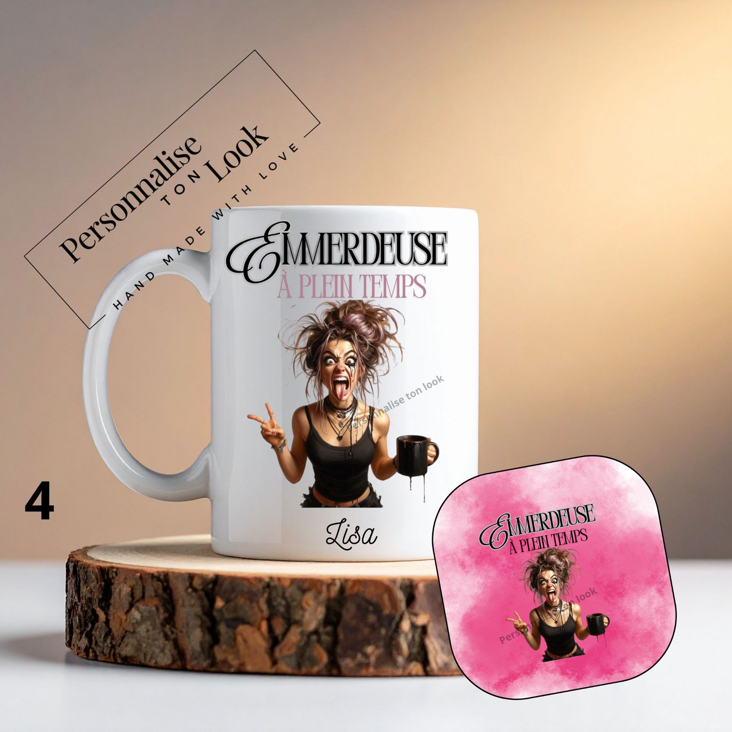 Coffret Mug et dessous de tasse Emmerdeuse 