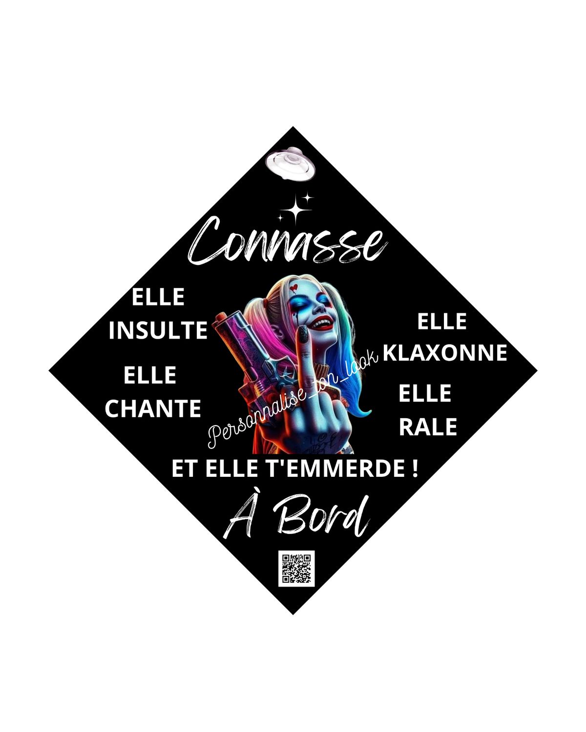 Plaque voiture connasse à bord Harley Quinn 