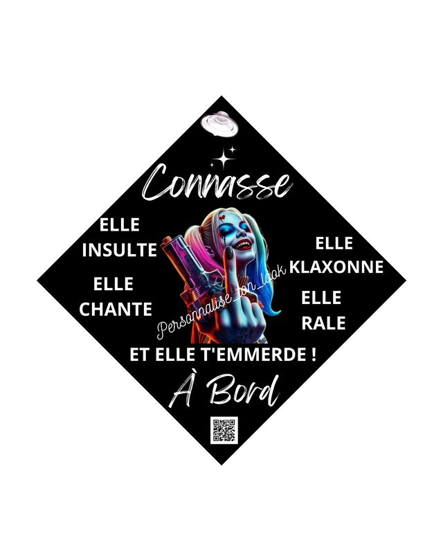 Plaque voiture connasse à bord Harley Quinn 