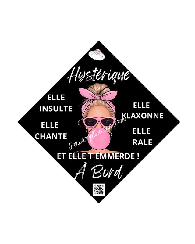 Accessoire voiture plaque ventouse Hystérique Blonde