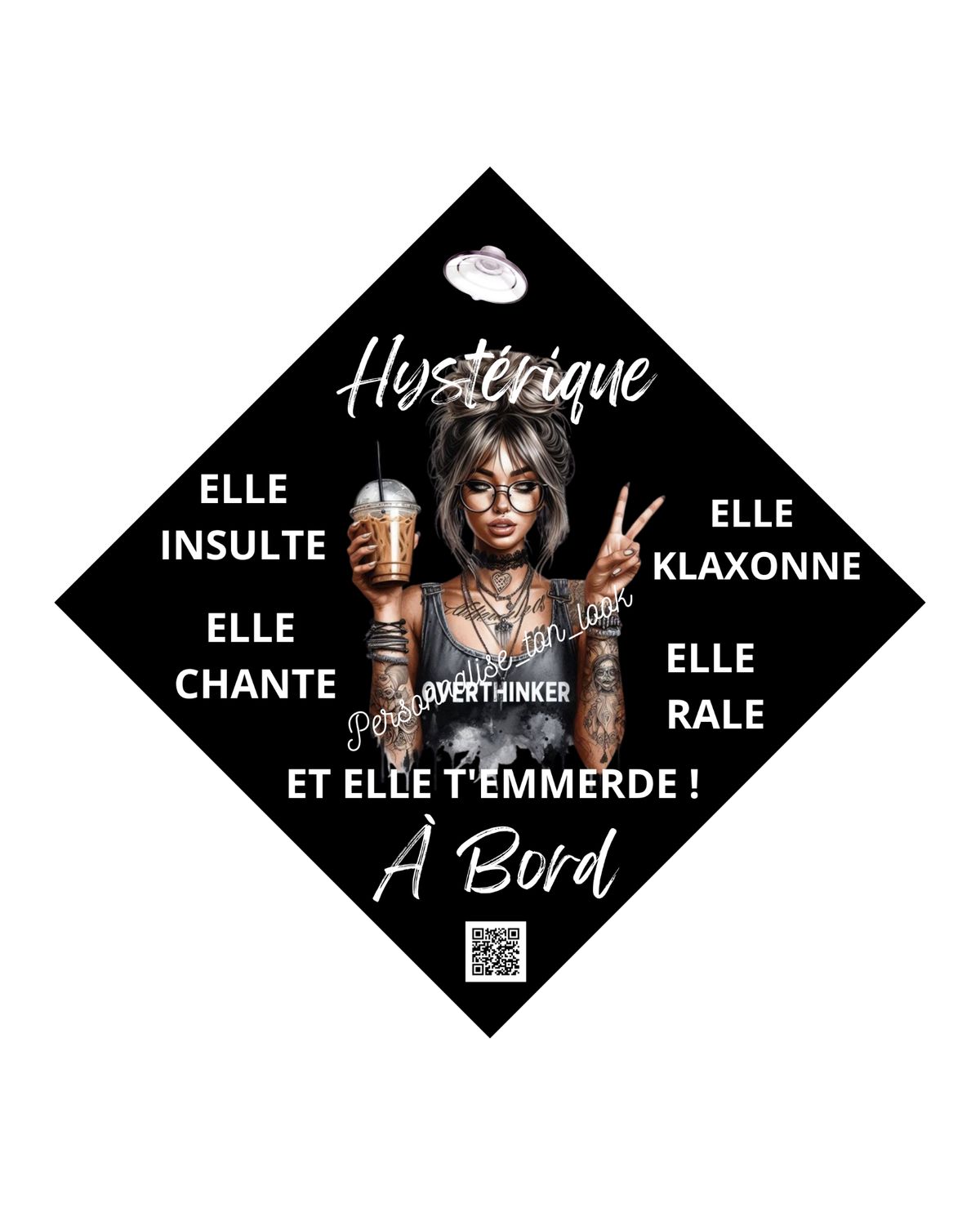 Accessoire voiture plaque ventouse Hystérique girly