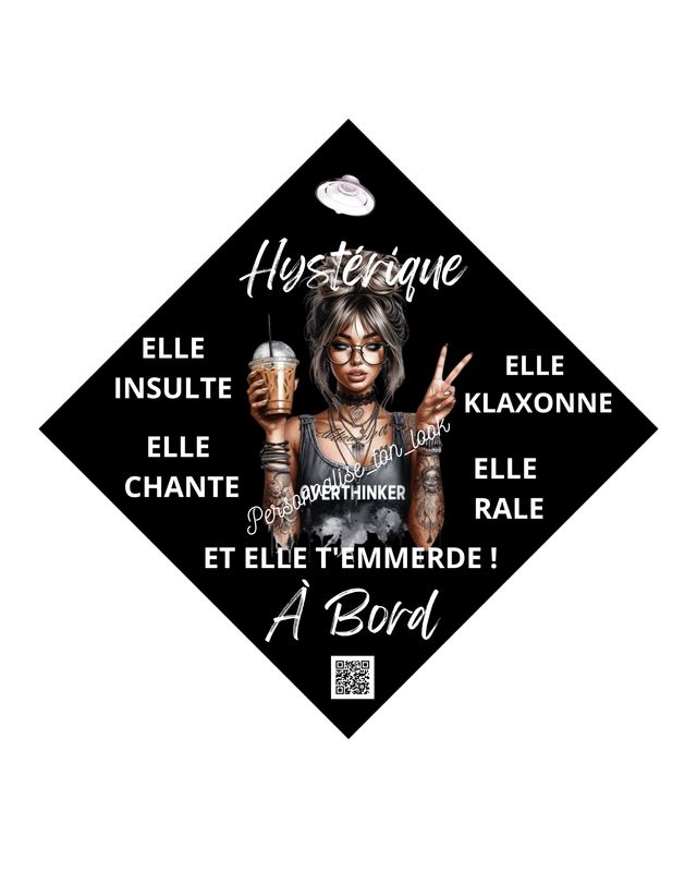 Accessoire voiture plaque ventouse Hystérique girly