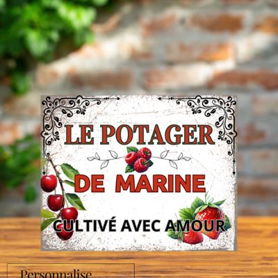 Plaque vintage personnalisé potager fraise