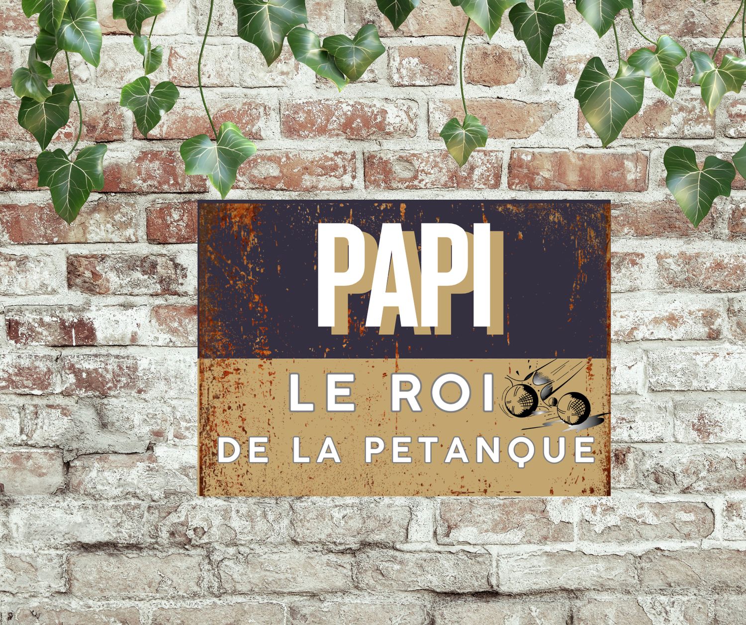 Plaque métal pétanque, roi de la pétanque 