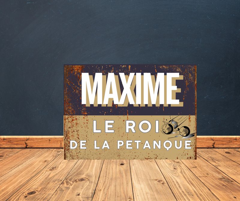 Plaque métal pétanque, roi de la pétanque 