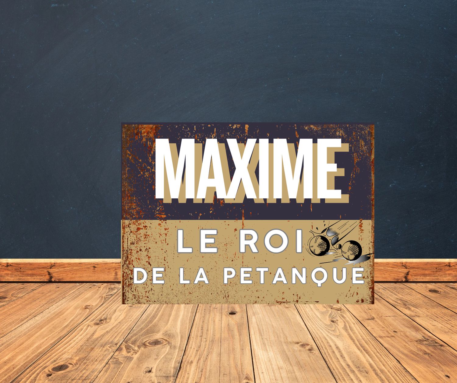 Plaque métal pétanque, roi de la pétanque 