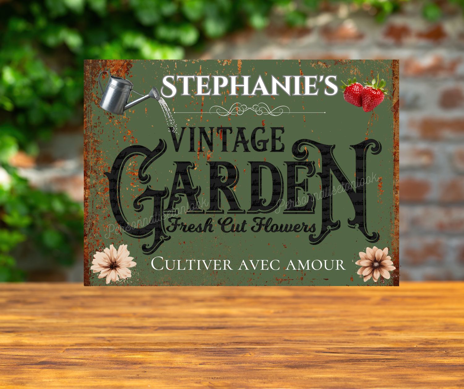 Plaque Jardin personnalisé en metal vintage garden