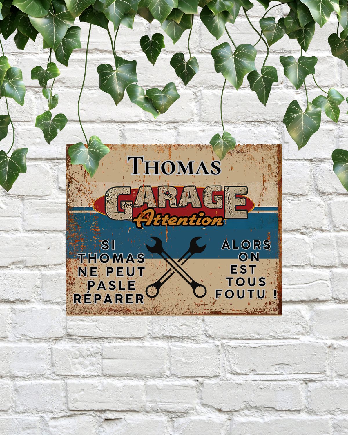 Plaque garage personnalisé en métal