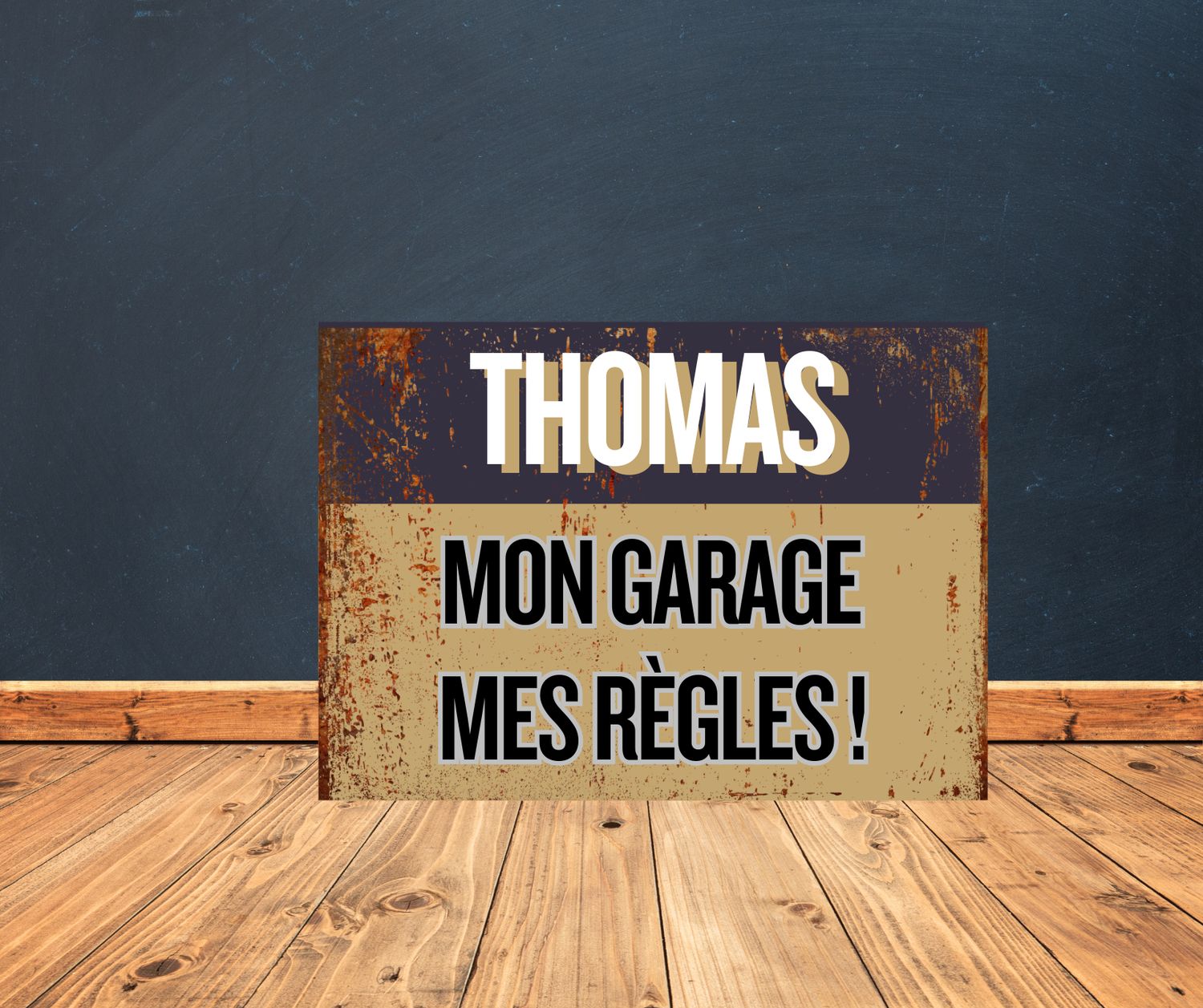 Plaque métal garage personnalisable mon garage mes règles 