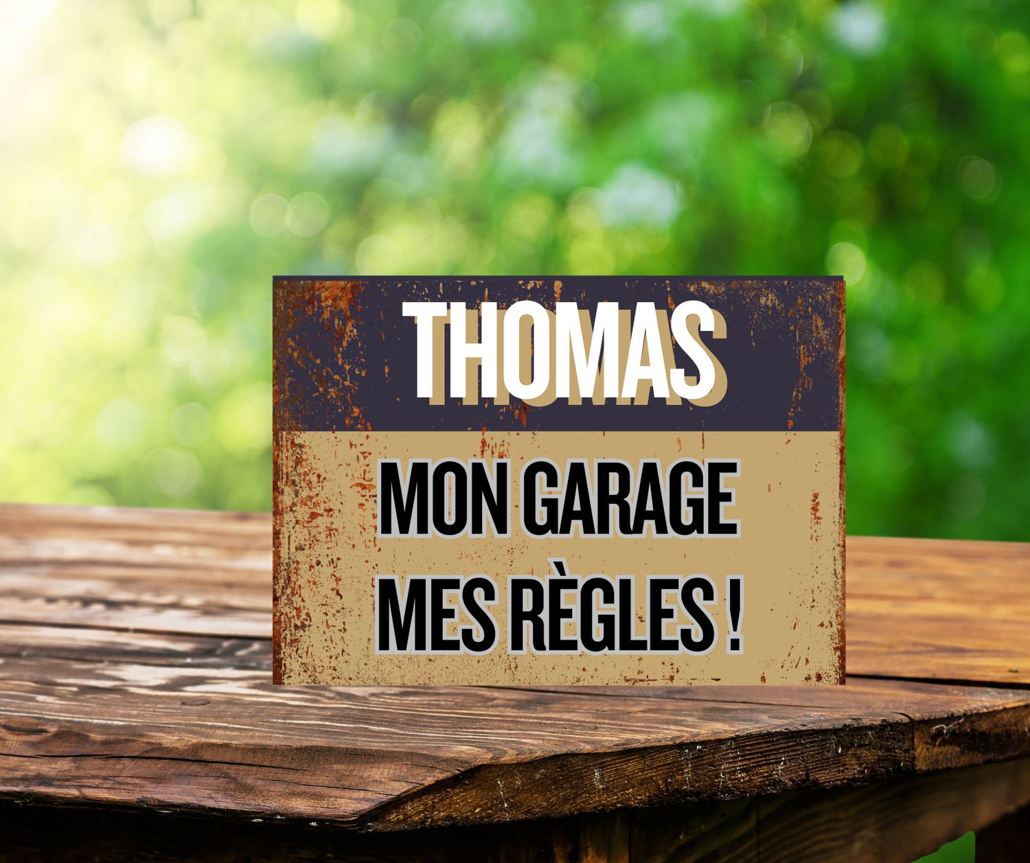 Plaque métal garage personnalisable mon garage mes règles 