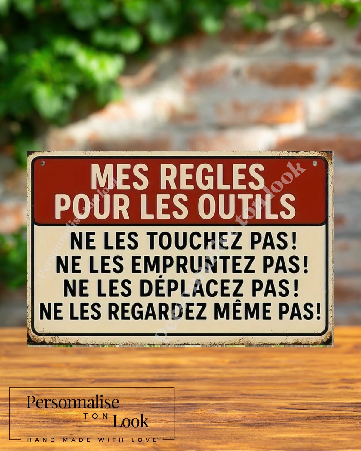 Plaque métal Atelier / Garage mes règles 