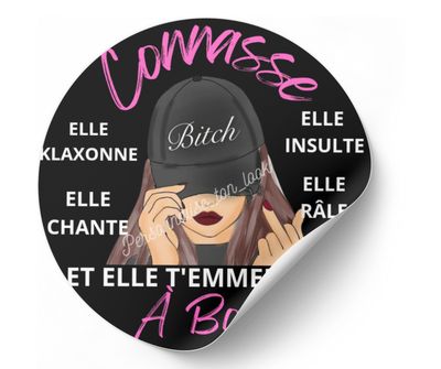 Autocollant connasse à bord voiture casquette bitch
