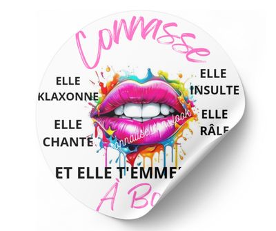 Autocollant voiture connasse à bord Lèvres