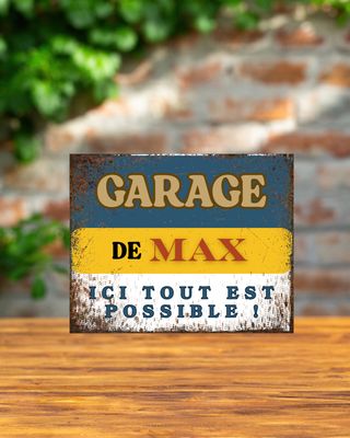 Plaque métal personnalisable garage