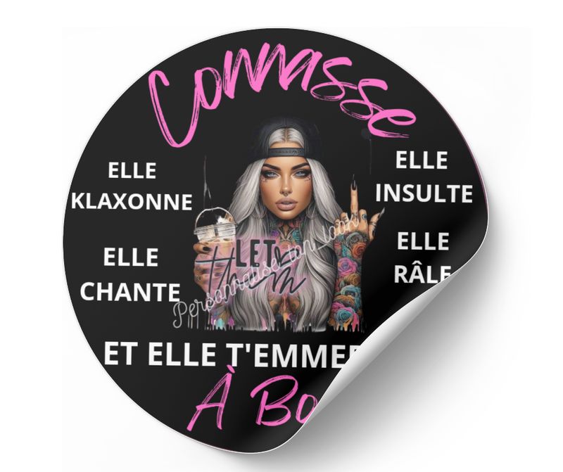 Stickers voiture Connasse à bord Tattoo , autocollant voiture connasse