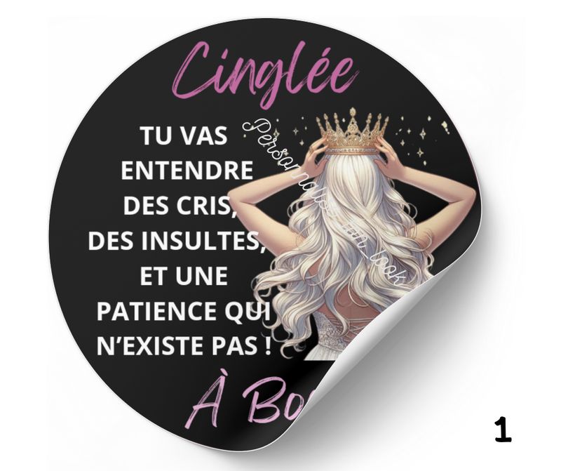 Autocollant de Voiture Humoristique "Cinglée à bord"