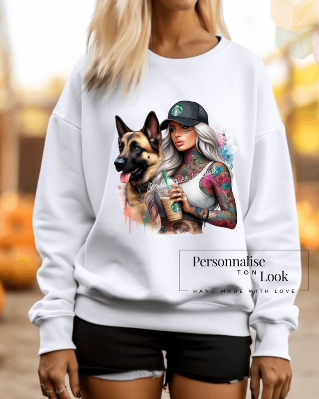 Thermocollant textile Tattoo girl Malinois