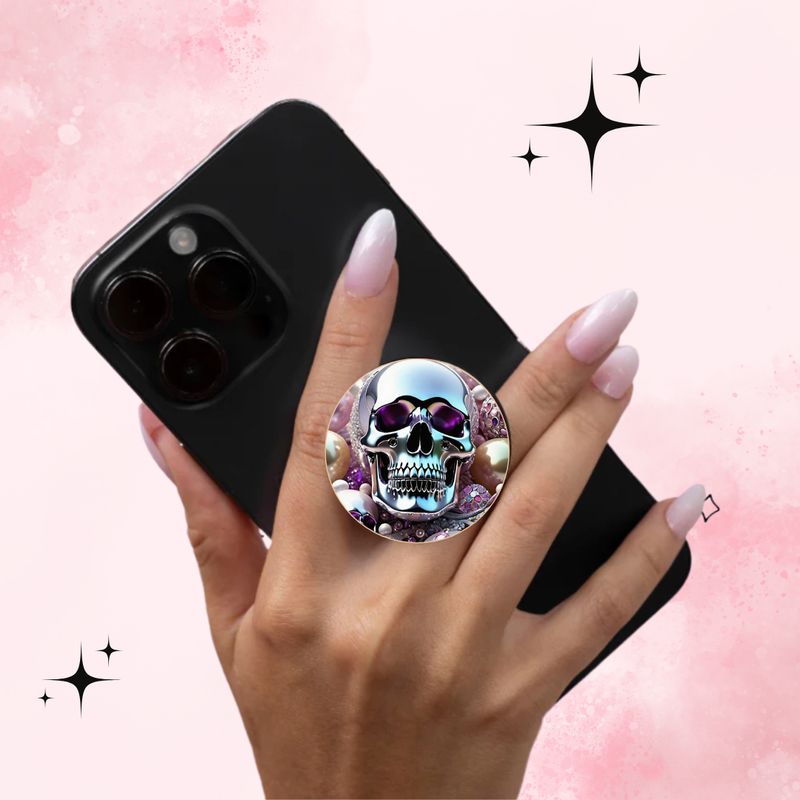 Phone grip Tête de mort argent