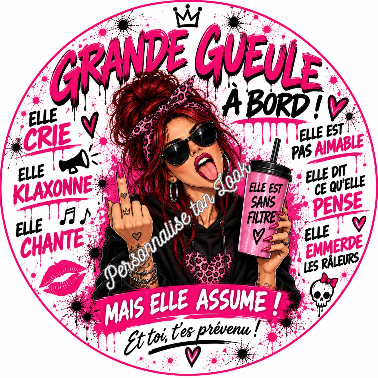 Sticker voiture grande gueule , autocollant voiture grande gueule