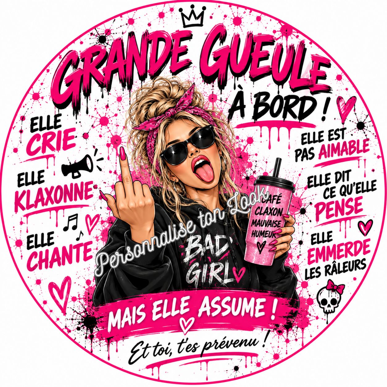 Sticker voiture grande gueule , autocollant voiture grande gueule