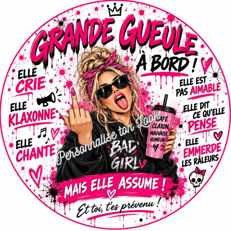 Sticker voiture grande gueule , autocollant voiture grande gueule