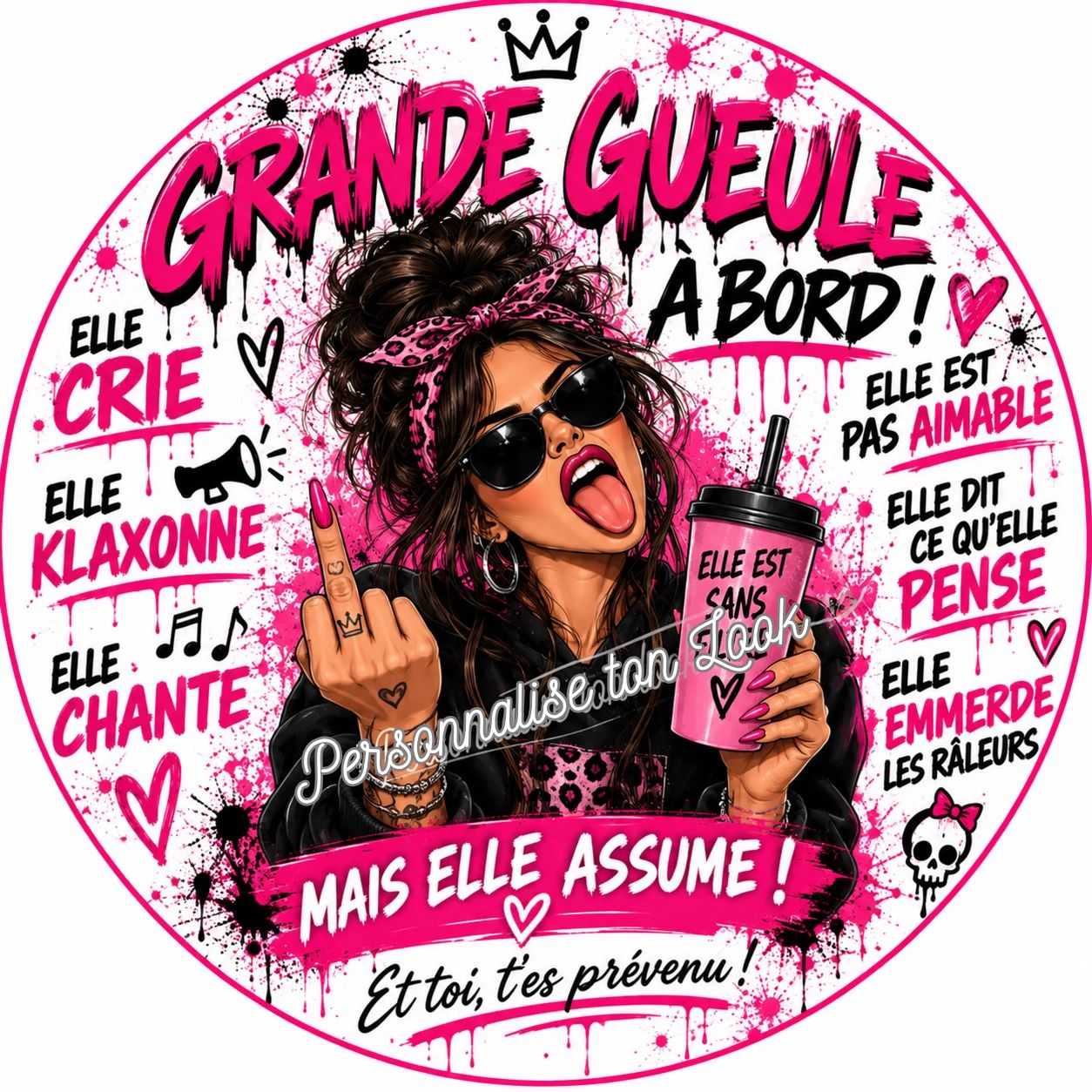 Sticker voiture grande gueule , autocollant voiture grande gueule