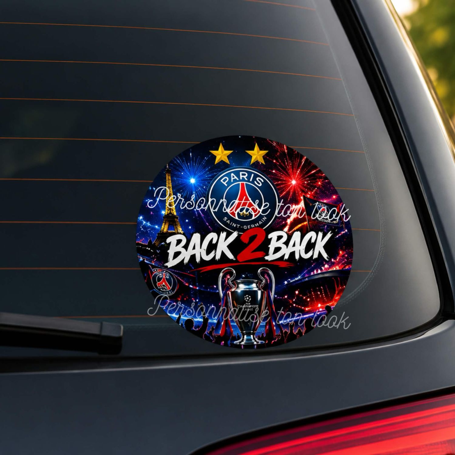 Sticker Voiture PSG Football Paris – Autocollant Supporter Back 2 Back
