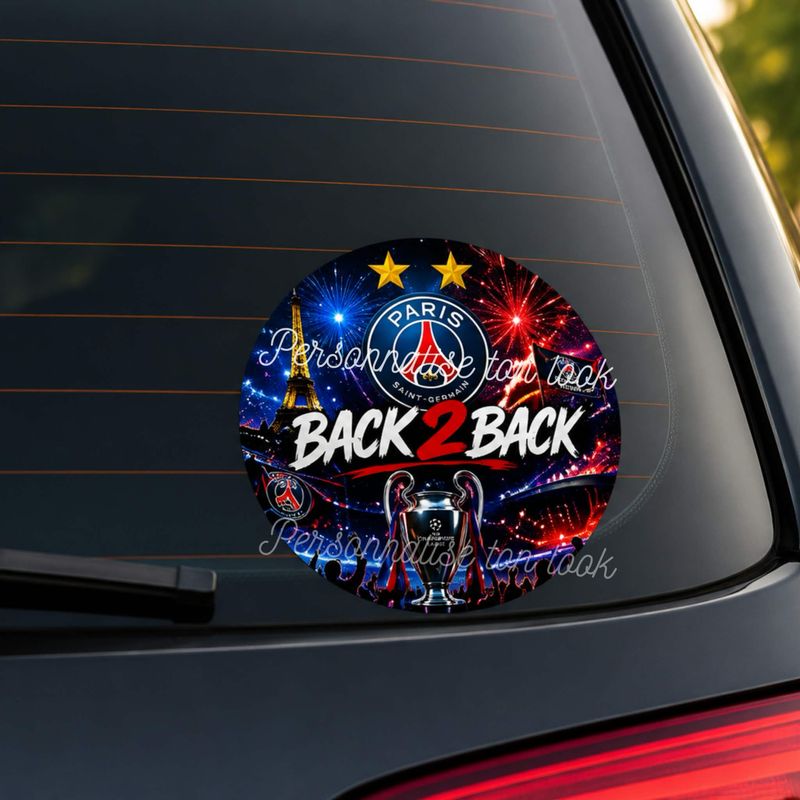 Sticker Voiture PSG Football Paris – Autocollant Supporter Back 2 Back