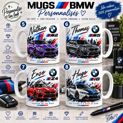 Mug Voiture BMW Personnalisé avec Prénom – Cadeau Passionné Automobile bmw