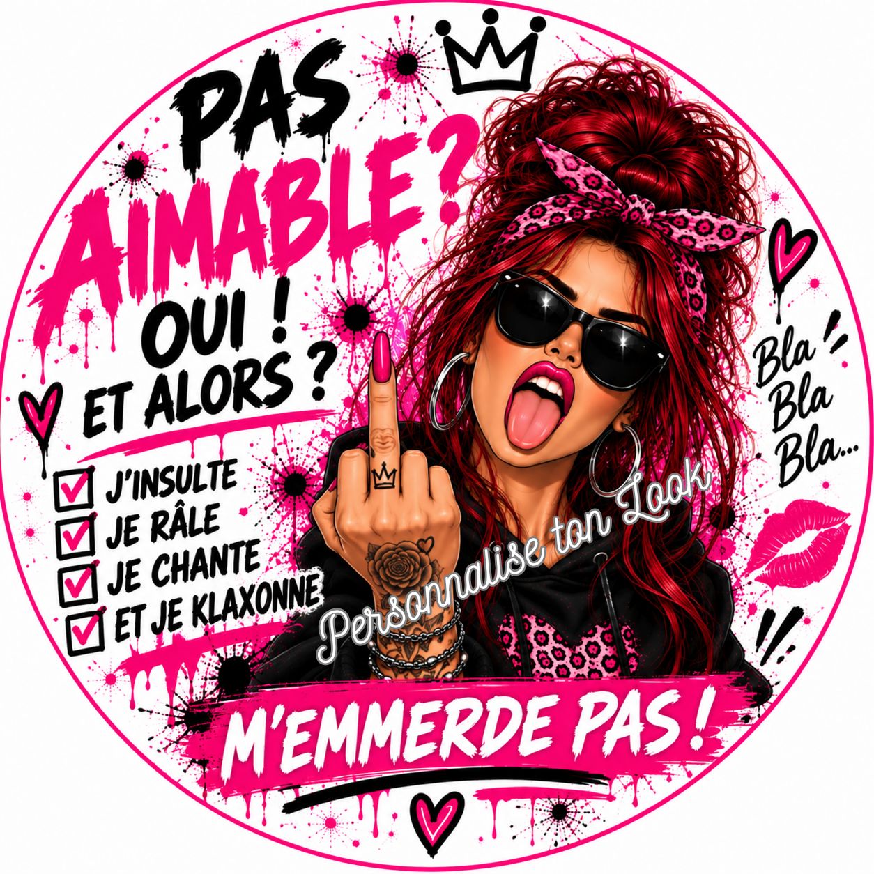 Sticker voiture pas aimable , autocollant voiture pas aimable 