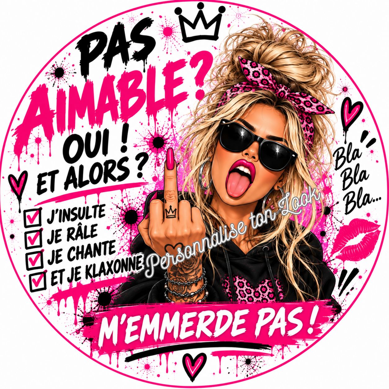 Sticker voiture pas aimable , autocollant voiture pas aimable 