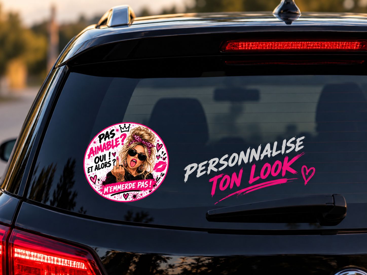 Sticker voiture pas aimable , autocollant voiture pas aimable 