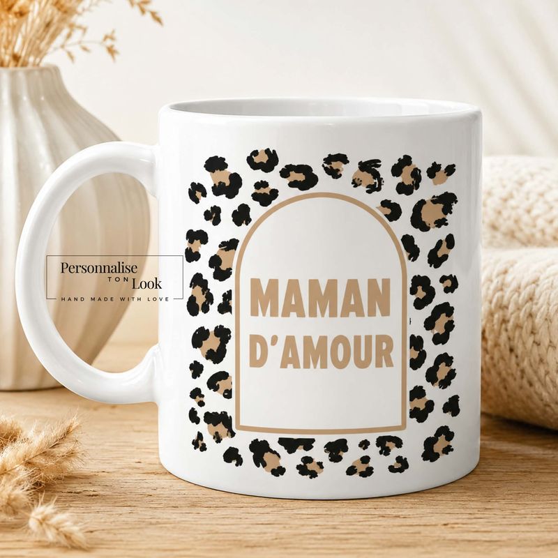 Mug Maman d’Amour – Tasse Léopard – Cadeau Original tasse pour Maman