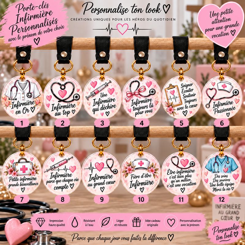 Porte clé infirmière cadeau infirmière personnalisé