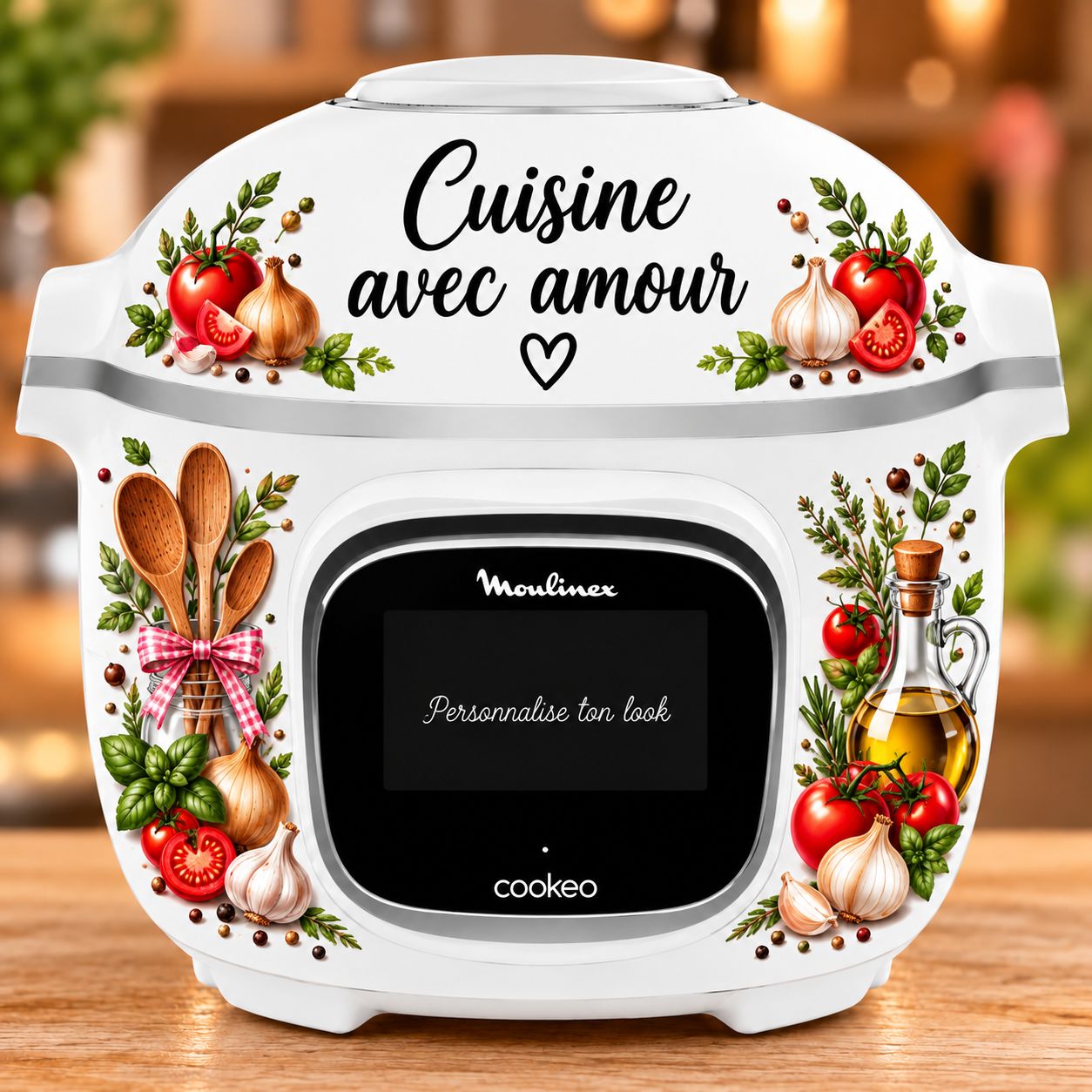 Stickers Cookeo personnalisés – Autocollants décoration Cookeo – Sticker robot cuisine cuisine avec amour 