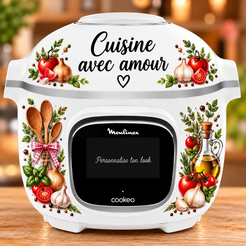 Stickers Cookeo personnalisés – Autocollants décoration Cookeo – Sticker robot cuisine cuisine avec amour 