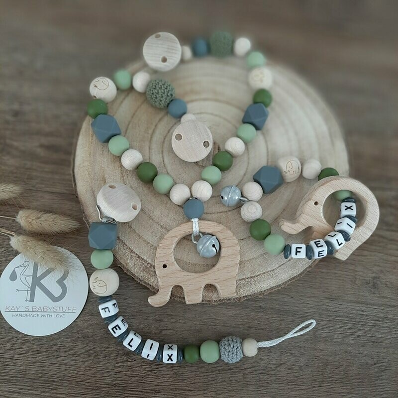 Set Elefant olivgrün, grau