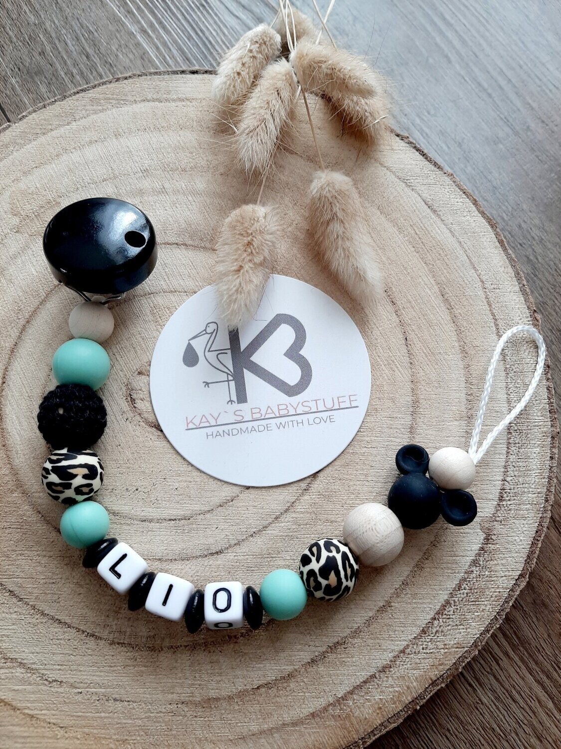 Schnullerkette Maus Leo mint