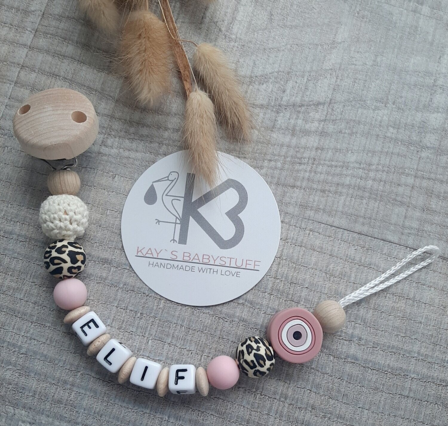 Schnullerkette Auge rosa
